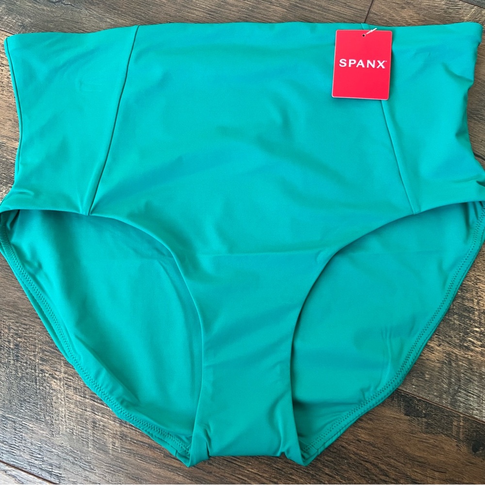 SPANX Classic High Rise Swimsuit Bottom Brief mystic Green Large